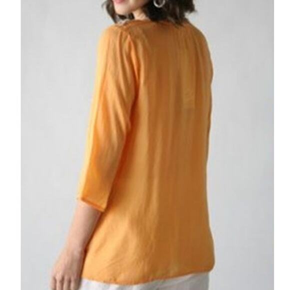 Johnny Was Orange Tropical Blouse (S) Multicolor Emboidered Whimsy Fairy V-Neck - Picture 2 of 13